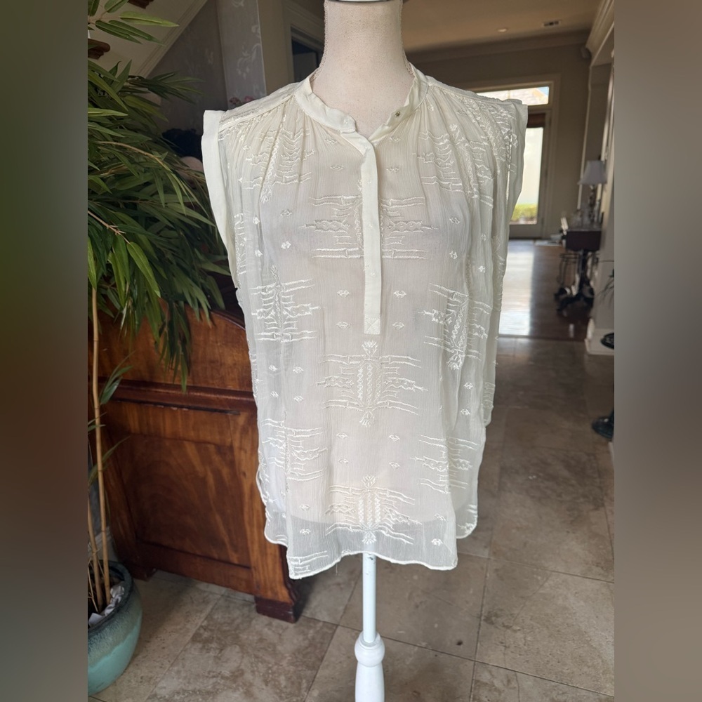 REBECCA TAYLOR 100 percent silk short sleeve capped sheer top very good cond - Picture 11 of 12